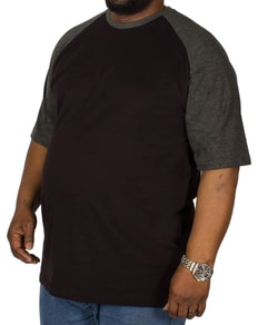 Bigdude Contrast Raglan Sleeve T-Shirt Black/Charcoal Tall