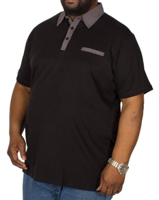 Bigdude Contrast Jersey Polo Shirt Black