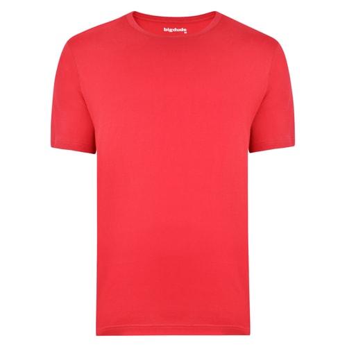 Bigdude Plain Crew Neck T-Shirt Red Space Cherry Tall