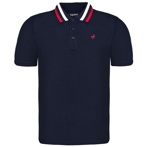 Bigdude Chunky Tipped Polo Shirt Navy